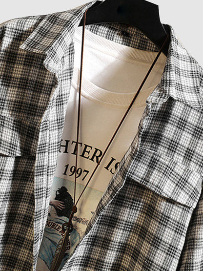 Men's Casual Plaid Shirt with Elegant Collar