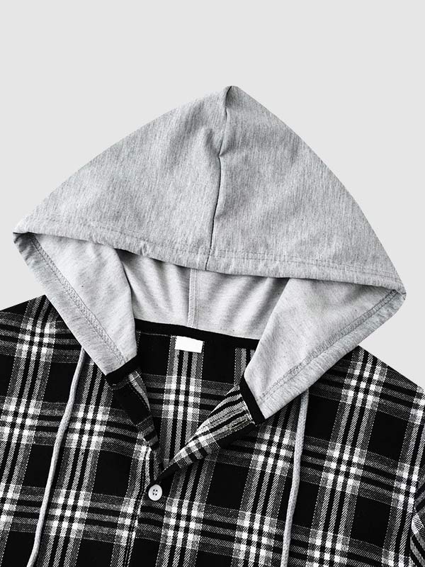Stylish Classic Men's Thin Jacket with Plaid Hood