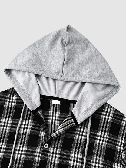 Stylish Classic Men's Thin Jacket with Plaid Hood