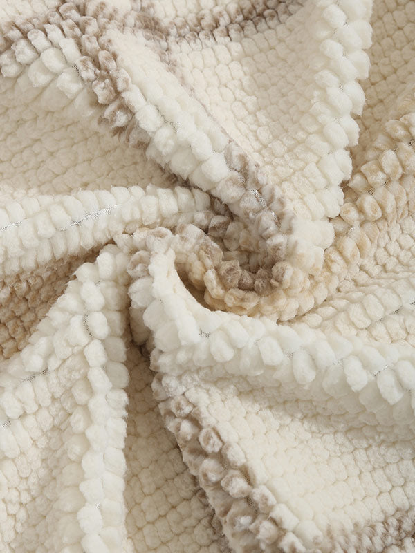 Men's Cozy Plaid Faux Fur Lapel Jacket with Double Pockets for Casual Style