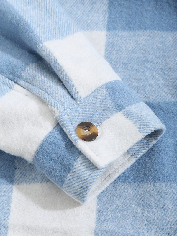 Men's wool-blend jacket with fleece lining, button closure, and innovative double pockets