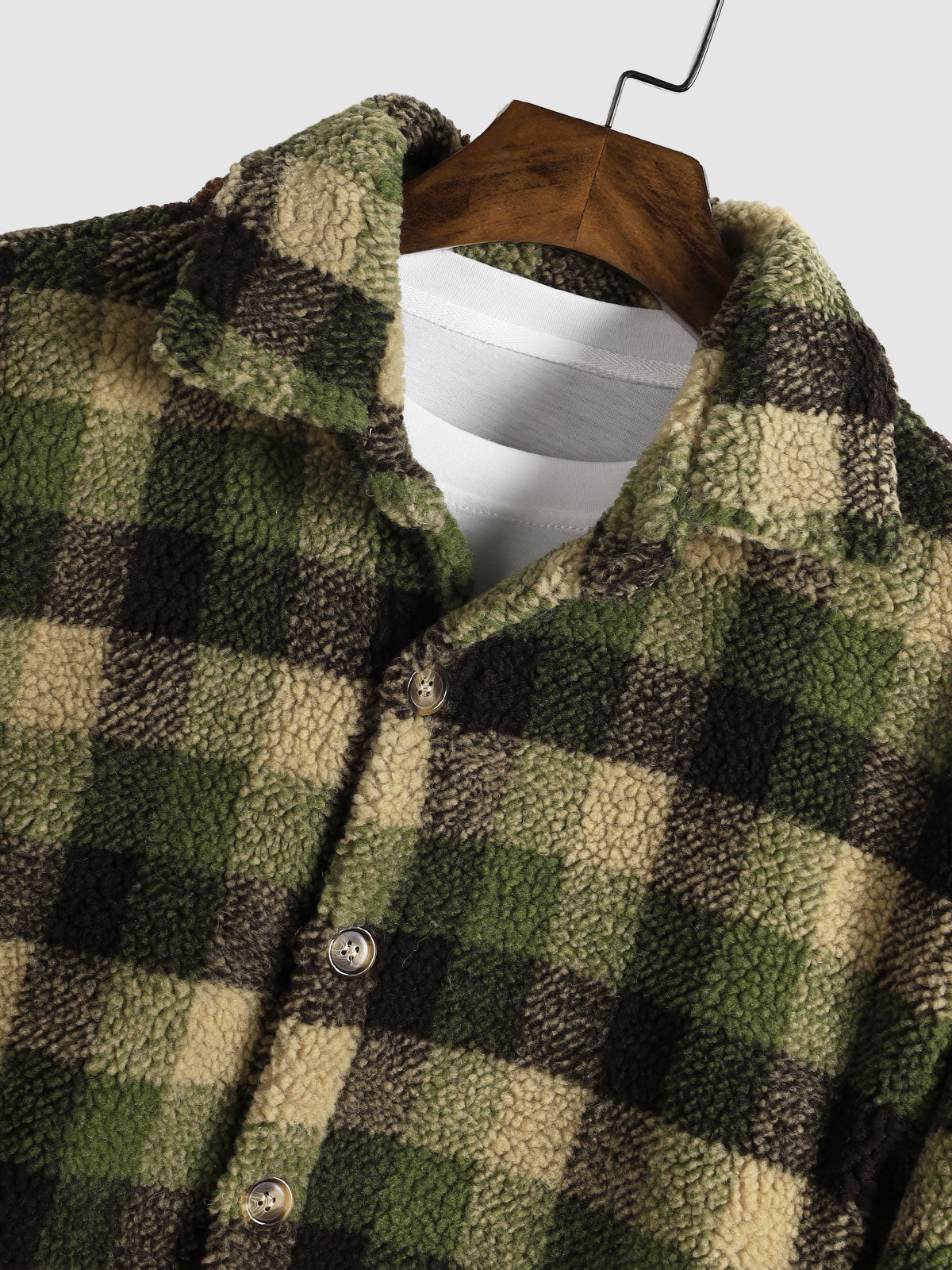 Men's Cozy Classic Plaid Faux Fur Shirt - Casual Button-Up Cardigan Jacket