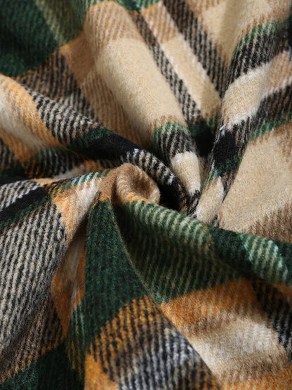 Men's Stylish Plaid Hooded Wool Blend Shirt Jacket with Corduroy Casual Pants