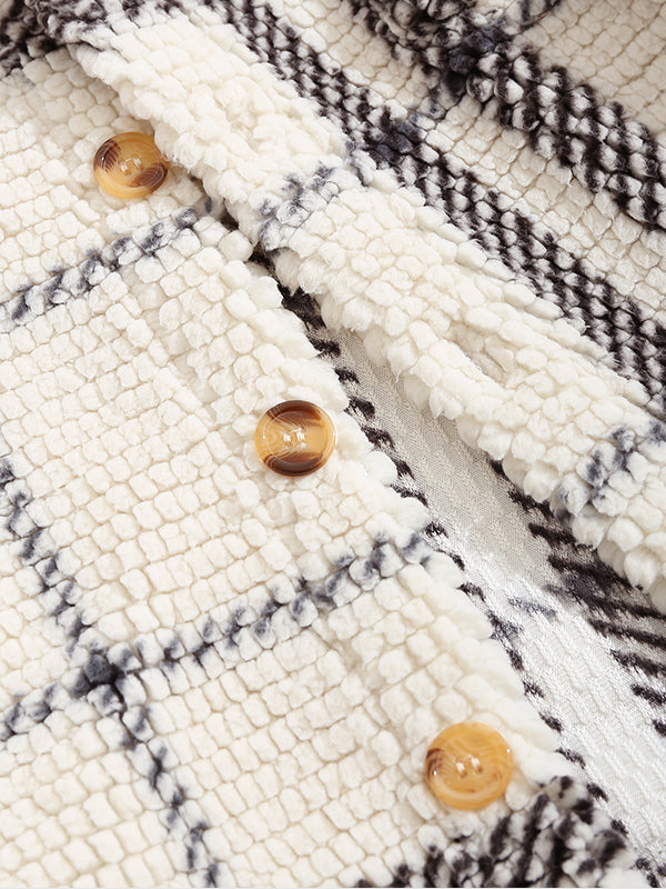 Vintage Plaid Faux Fur Jacket for Men