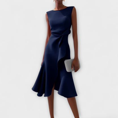 Avero | Asymmetric Draped Midi Dress
