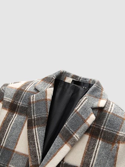 Elegant Plaid Wool Blend Blazer