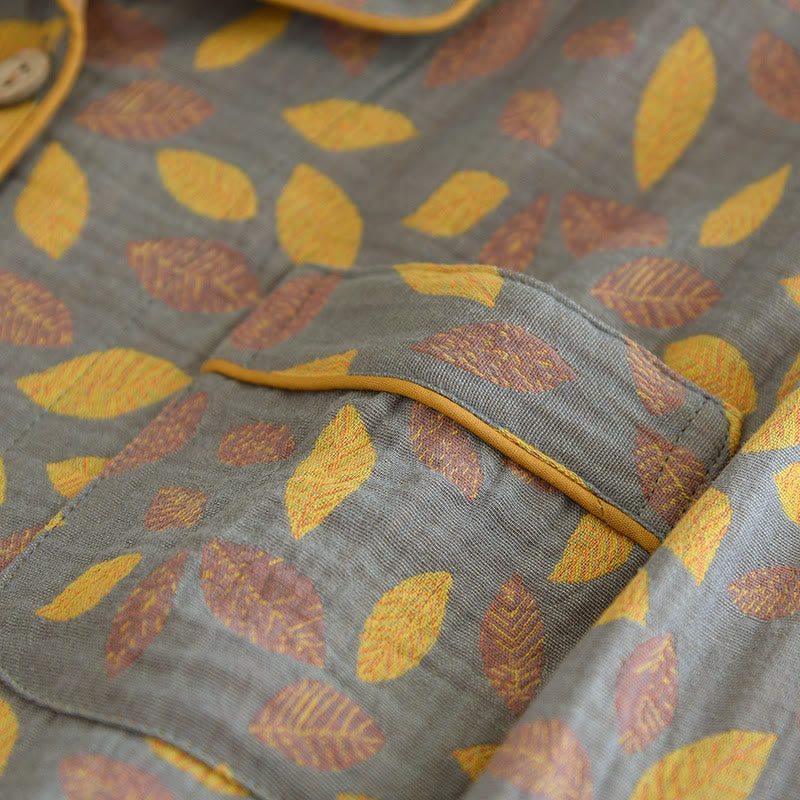 Ownkoti Soft Cotton Loungewear Set with Elegant Leaf Design