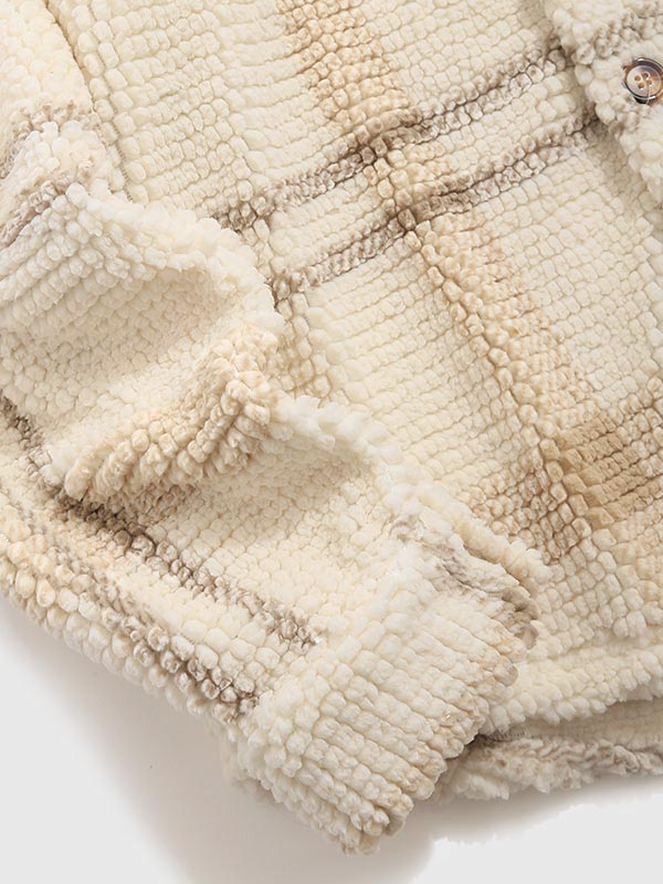 Vintage Plaid Faux Fur Jacket for Men