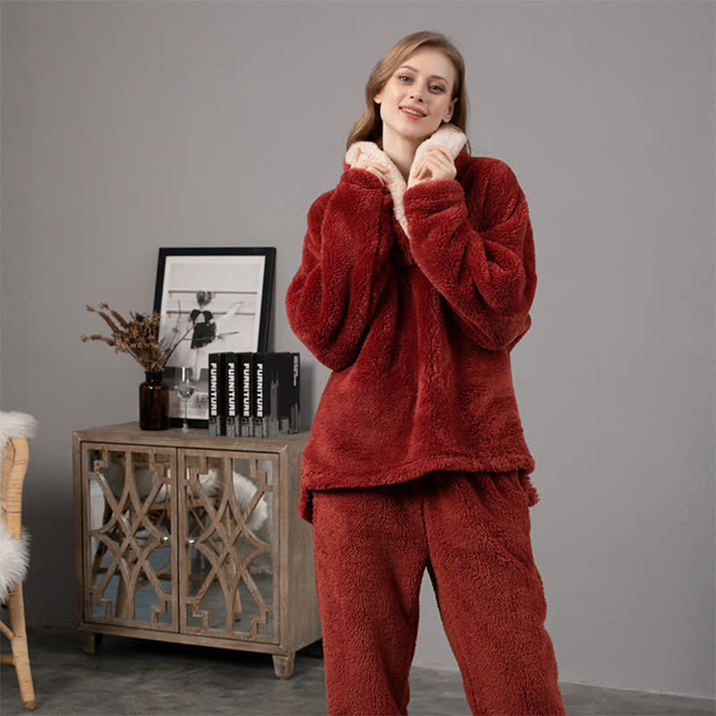 Ownkoti Cozy V-Neck Winter Lounge Set for Warm Comfort