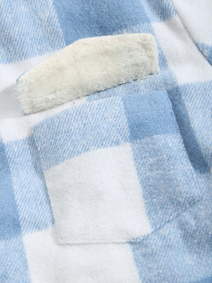 Men's wool-blend jacket with fleece lining, button closure, and innovative double pockets