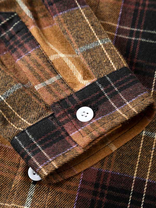 Men's Quilted Plaid Flannel Shirt with Long Sleeves