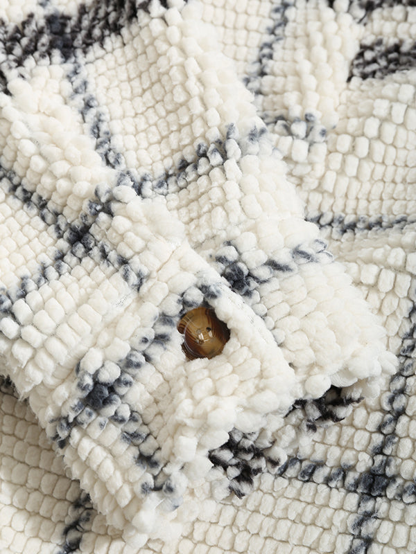 Vintage Plaid Faux Fur Jacket for Men