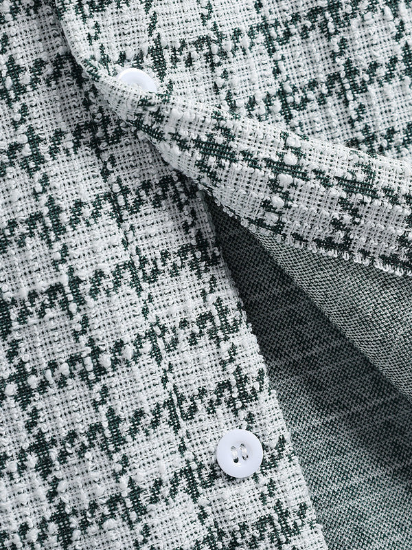 Casual Men's Plaid Shirt with Tucked Texture and Scottish Pattern Long Sleeves