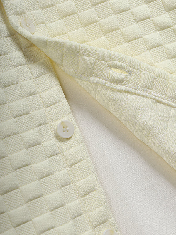 Men's Classic Solid Color Plaid Texture Button-Up Shirt Jacket