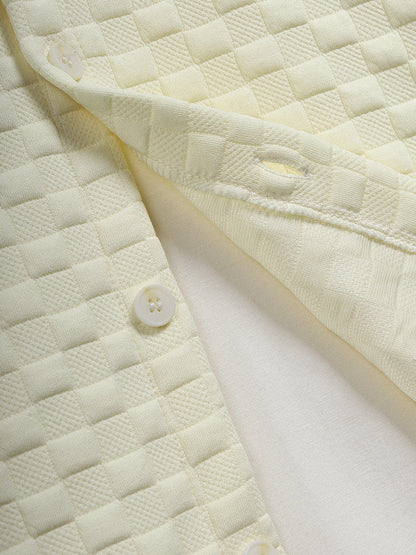 Men's Classic Solid Color Plaid Texture Button-Up Shirt Jacket