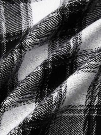 Classic Slim Fit Men's Vest with Plaid Pattern and Hood