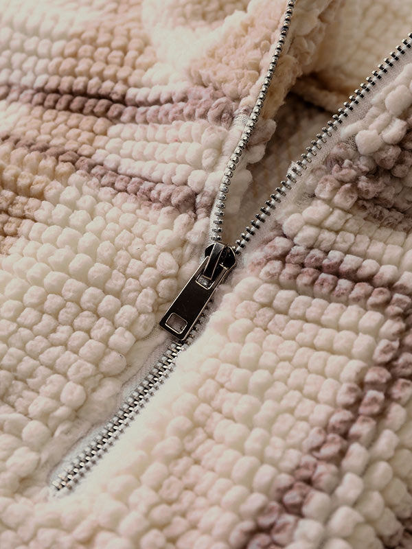 Men's Half-Zip Plaid Flannel Terry Collar Sweatshirt