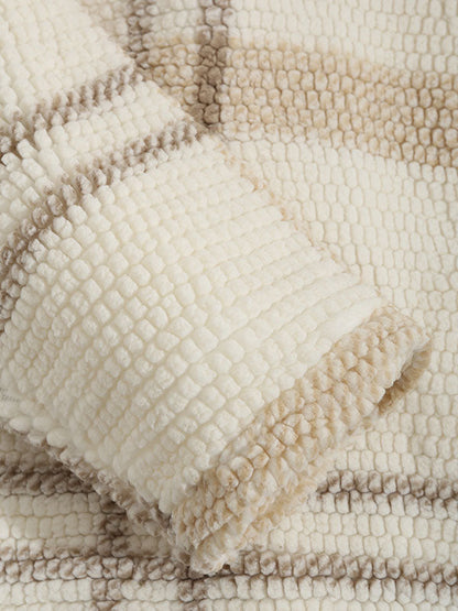 Men's Cozy Plaid Faux Fur Lapel Jacket with Double Pockets for Casual Style