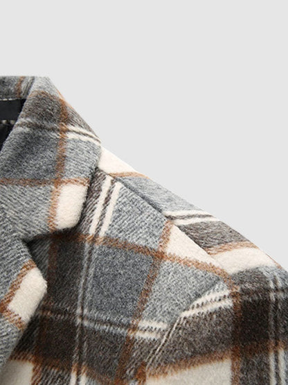 Elegant Plaid Wool Blend Blazer