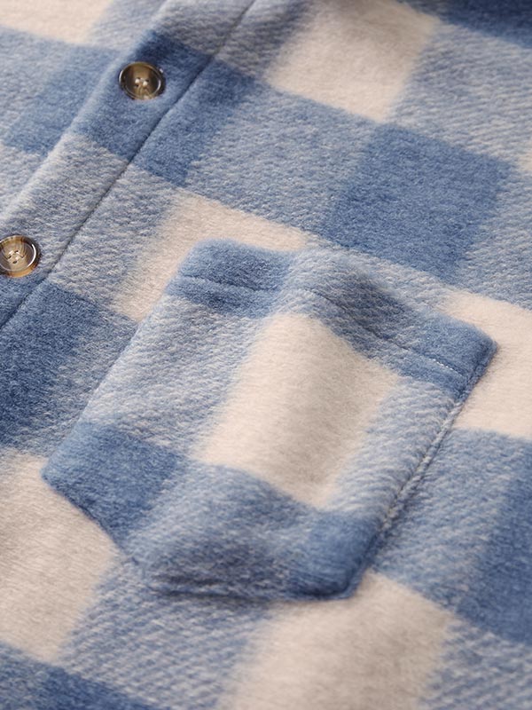 Men's Classic Plaid Wool Blend Button-Front Shirt Jacket