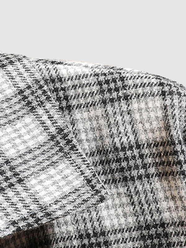 Men's Casual Plaid Shirt with Elegant Collar