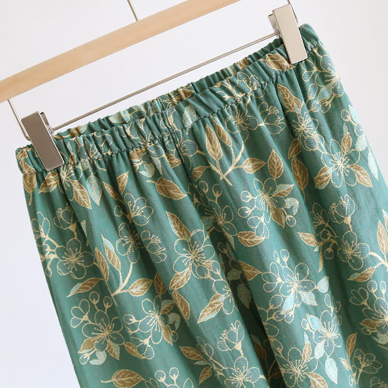 Vintage Floral Cotton Comfortable Casual Pajama Set