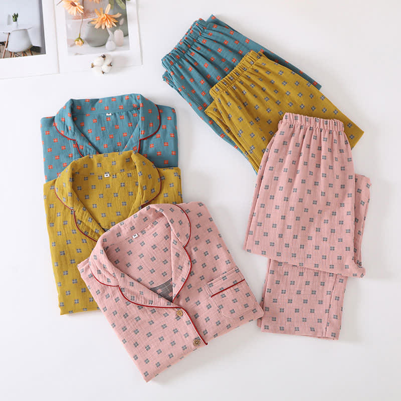 Ownkoti Women's Checked Jacquard Cotton Loungewear Set for Comfort and Style