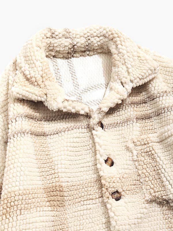 Vintage Plaid Faux Fur Jacket for Men