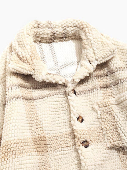 Vintage Plaid Faux Fur Jacket for Men