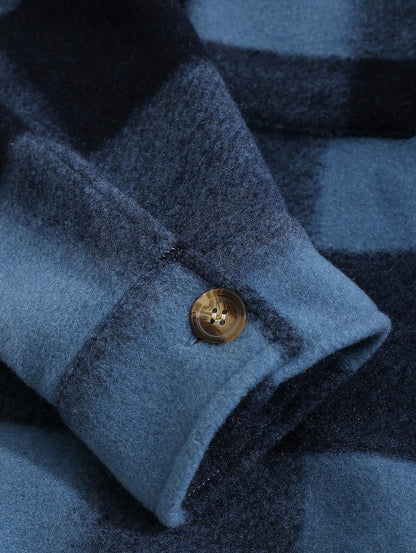 Men's Stylish Plaid Wool Blend Long Sleeve Shirt Jacket for Comfort and Warmth