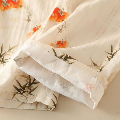 Majestic Persimmon Double Layer Gauze Nightwear Set for Comfort and Elegance