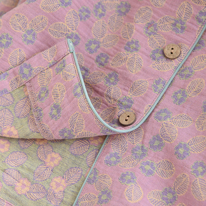 Ownkoti Premium Pure Cotton Jacquard Leaf Pajama Set for Women Comfort and Style