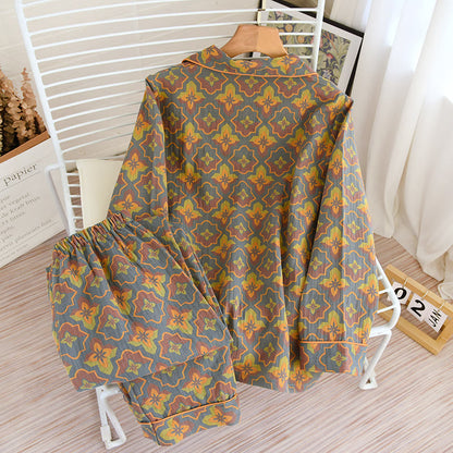 Ownkoti Elegant Cotton Loungewear Set with Flower-Shaped Diamond Embroidery