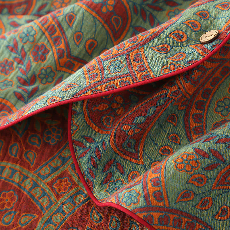 Ownkoti Vintage Jacquard Crew Neck Loungewear Set for Stylish Relaxation