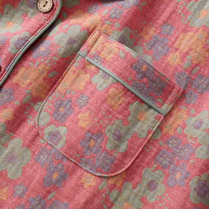 Ownkoti 3-Piece Cotton Gauze Nightgown Set with Short Sleeves for Comfort and Style