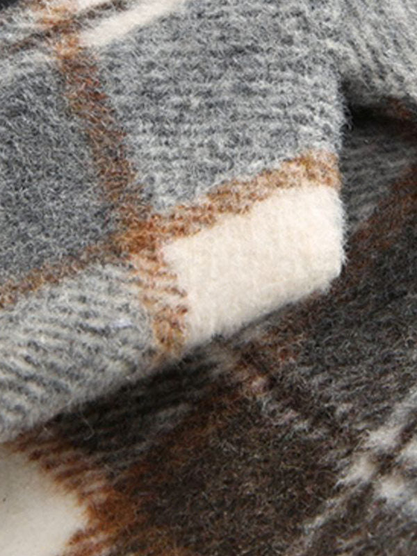 Elegant Plaid Wool Blend Blazer