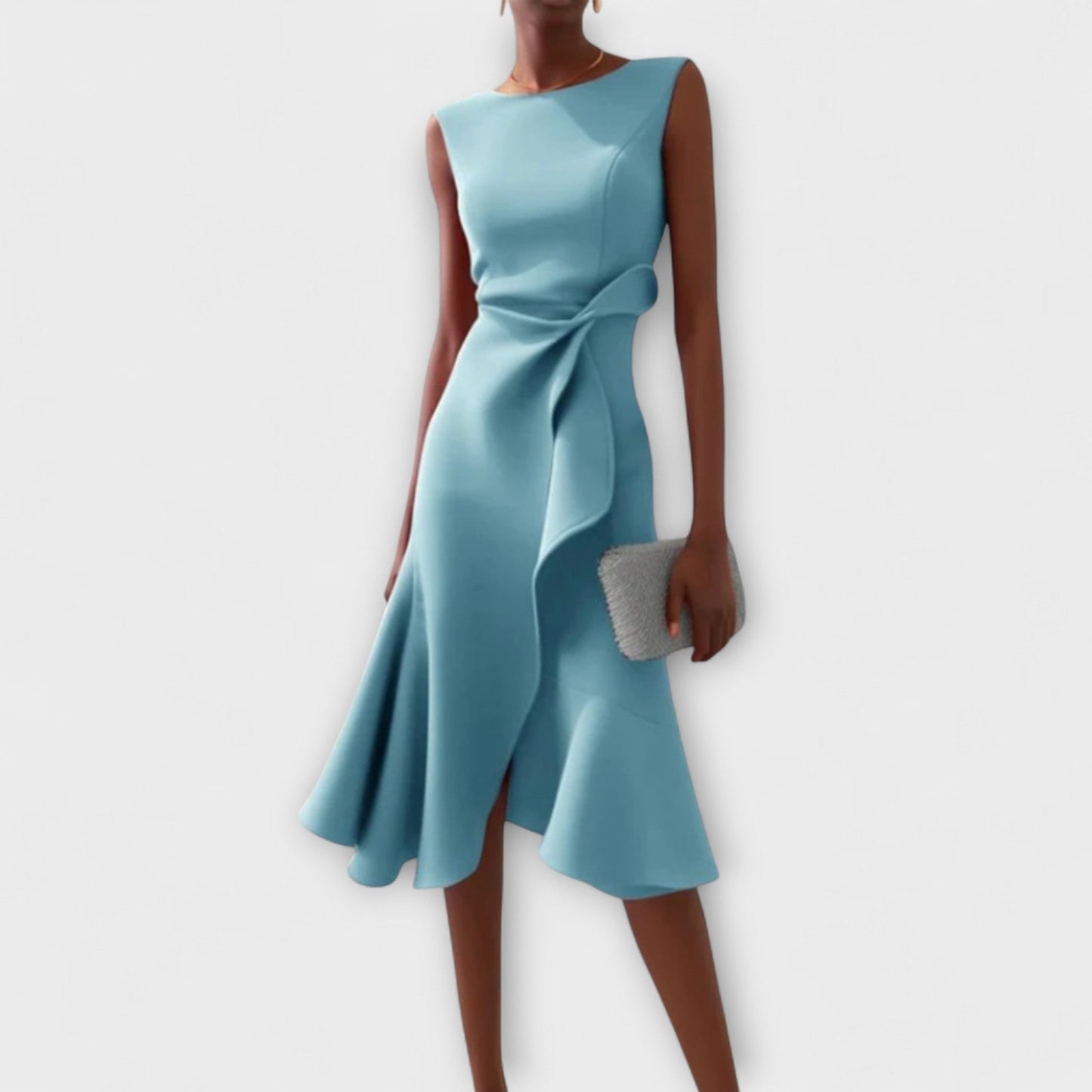 Avero | Asymmetric Draped Midi Dress