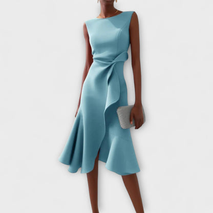 Avero | Asymmetric Draped Midi Dress