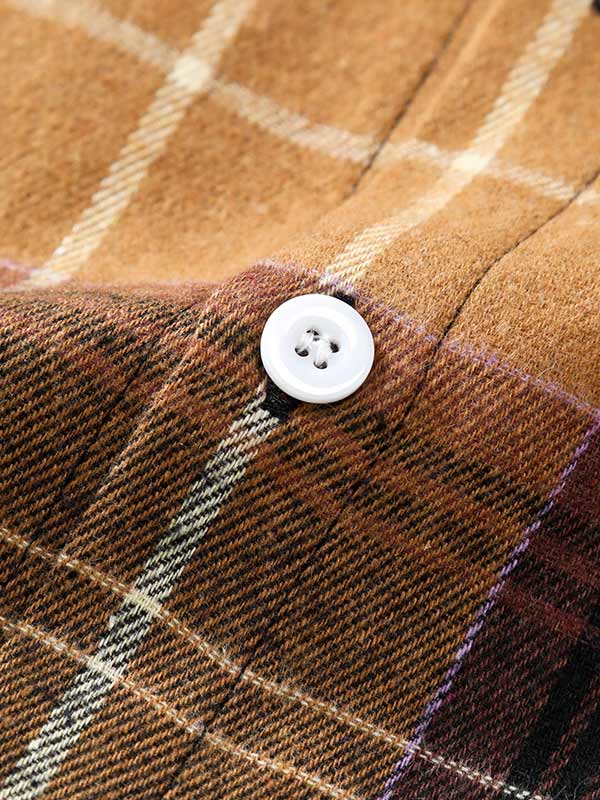 Men's Quilted Plaid Flannel Shirt with Long Sleeves