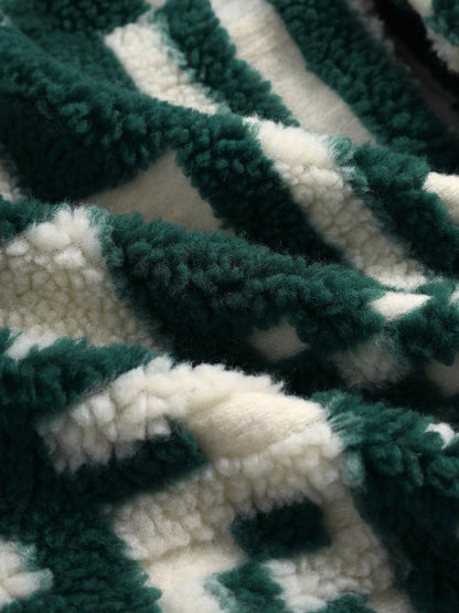 Men's Stylish Irregular Plaid Fluffy Faux Fur Casual Shirt Jacket