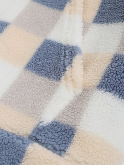 Men's Classic Hooded Sweatshirt with Plaid Pattern, Soft Fleece, Pockets, Comfortable Style