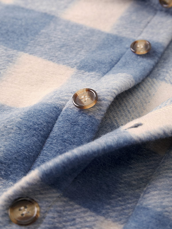 Men's Classic Plaid Wool Blend Button-Front Shirt Jacket