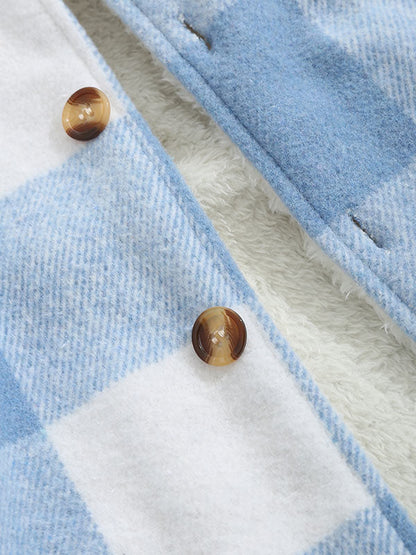 Men's wool-blend jacket with fleece lining, button closure, and innovative double pockets