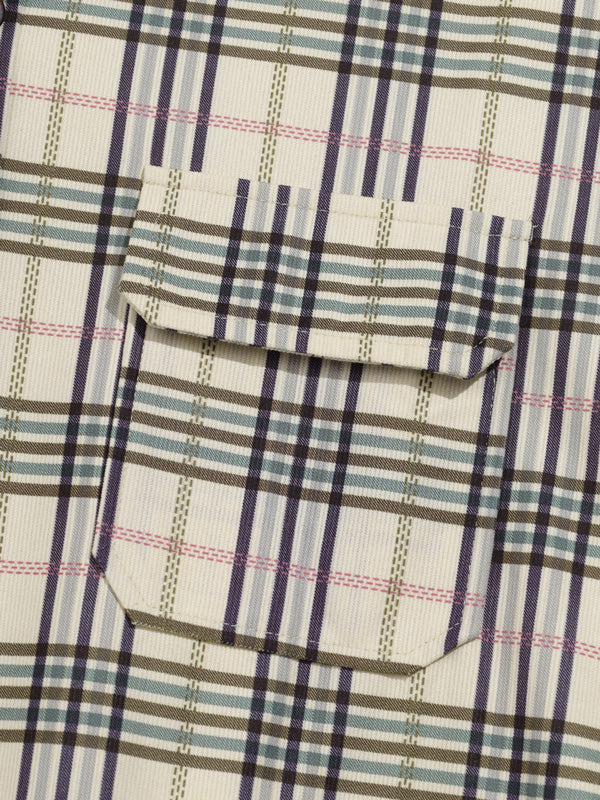 Men's plaid velvet striped shirt with long sleeves and buttons