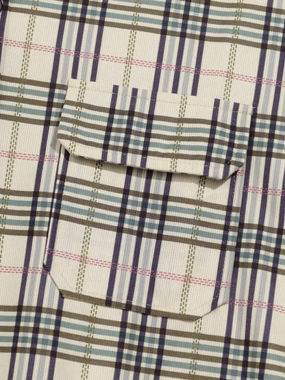 Men's plaid velvet striped shirt with long sleeves and buttons