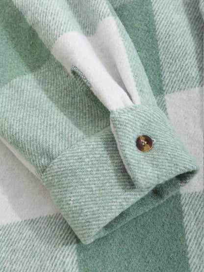 Men's timeless plaid wool blend long-sleeve button-down shirt jacket for versatile style