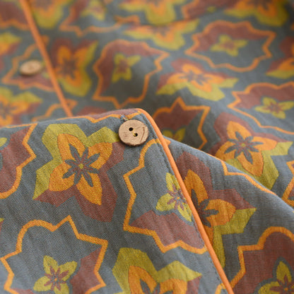 Ownkoti Elegant Cotton Loungewear Set with Flower-Shaped Diamond Embroidery