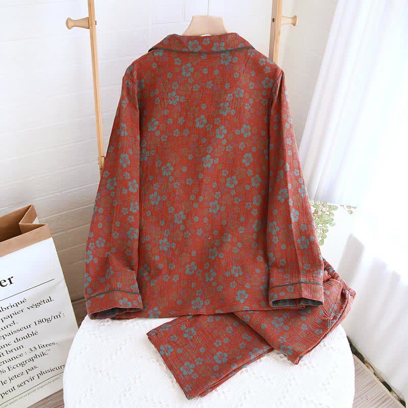 Ownkoti Floral Double Layer Gauze Pajama Set for Ultimate Comfort and Style