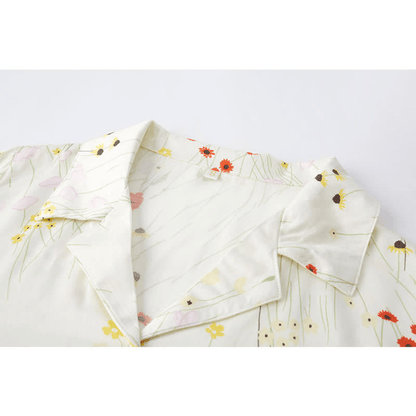 Ownkoti Flower Leaf Breathable V-neck Loungewear Set - Comfortable and Stylish Relaxation Wear