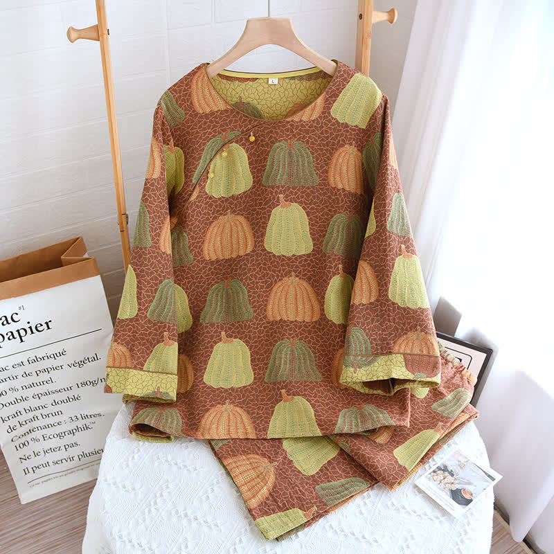 Pure Cotton Rural Pumpkin Style Pajama Set, Comfortable and Soft, Casual and Fashionable